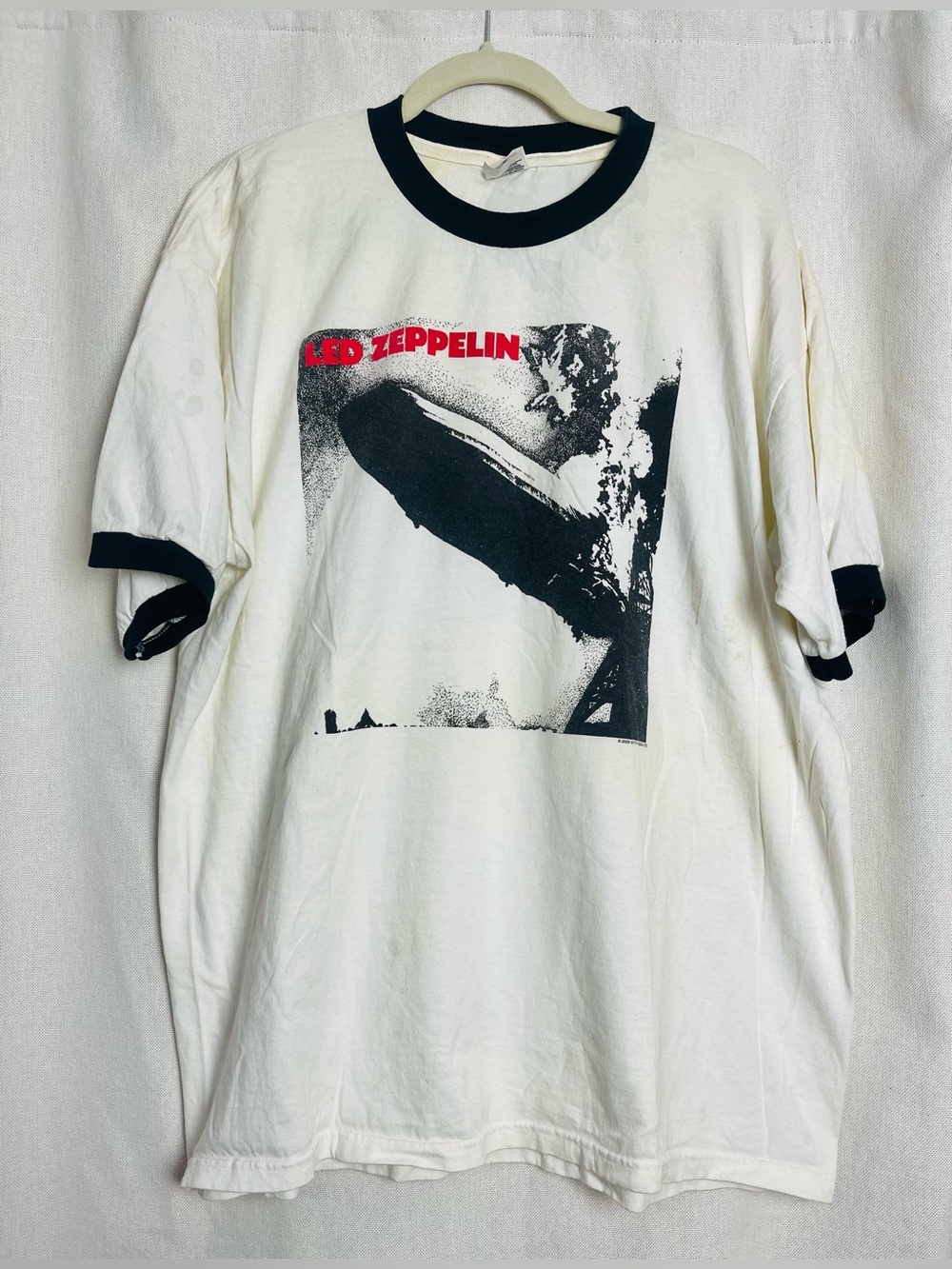 Vintage Led Zeppelin Band Shirt White Mens XL Short Sleeve Anvil 2003 Crew Neck